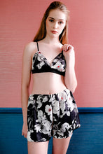Load image into Gallery viewer, Bralette &amp; Shorts - Black Pink Floral
