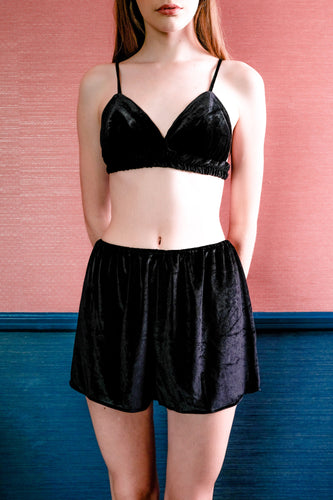 Bralette & Shorts  - Black Velvet